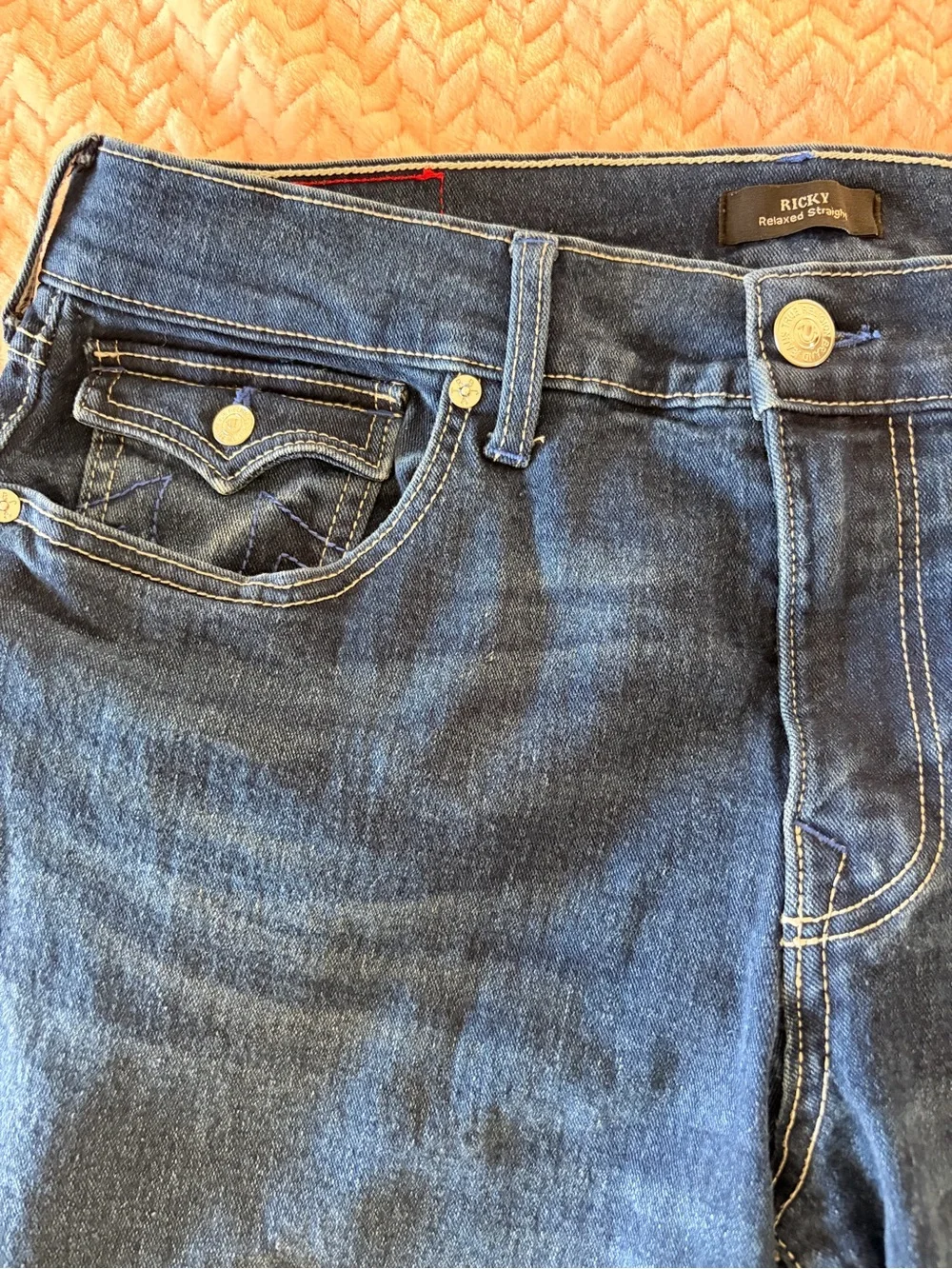 True Religion Men's Dark Blue Relaxed Straight Jeans Size 34